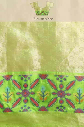 Silk Land  Grey  Woven Design Silk Blend Saree 