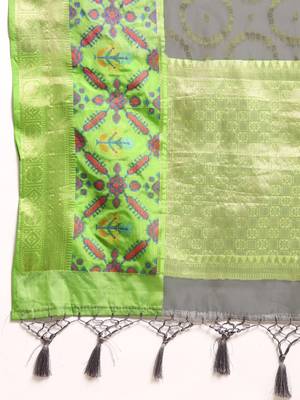 Silk Land  Grey  Woven Design Silk Blend Saree  5