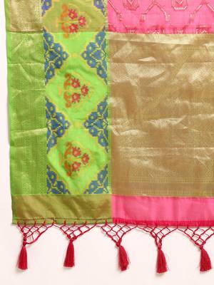Silk Land  Pink  Woven Design Silk Blend Saree  5