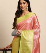 Silk Land  Pink  Woven Design Tissue Saree 