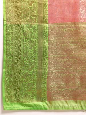 Silk Land  Pink  Woven Design Tissue Saree  5