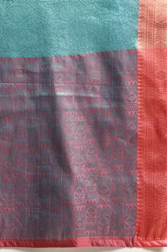 Silk Land  Teal  Woven Design Tissue Saree 