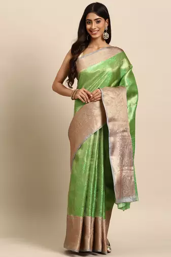 Silk Land  Green  Woven Design Tissue Saree 