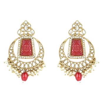 traditional pearl kundan & stone jewellery necklace set with maang tikka for women  3