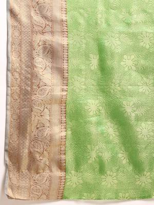 Silk Land  Green  Woven Design Tissue Saree  5