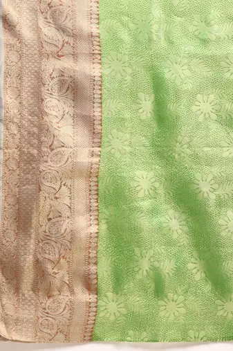 Silk Land  Green  Woven Design Tissue Saree 