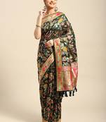 Silk Land  Green  Embroidered Cotton Blend Saree 