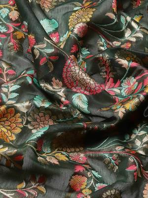 Silk Land  Green  Embroidered Cotton Blend Saree  5