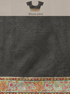 Silk Land  Black  Embroidered Cotton Blend Saree  4