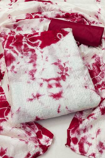 Maroon Cotton Saburi Print Unstitched Dress Material