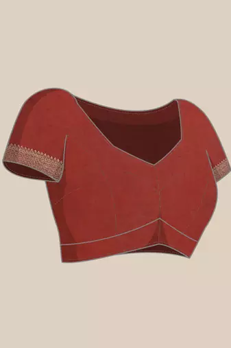 Silk Land  Red  Embroidered Cotton Blend Saree 