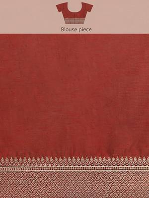 Silk Land  Red  Embroidered Cotton Blend Saree  4
