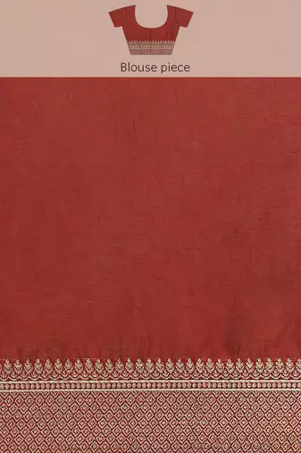Silk Land  Red  Embroidered Cotton Blend Saree 