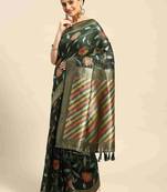 Silk Land  Green  Embroidered Cotton Blend Saree 
