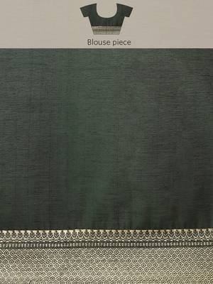 Silk Land  Green  Embroidered Cotton Blend Saree  4