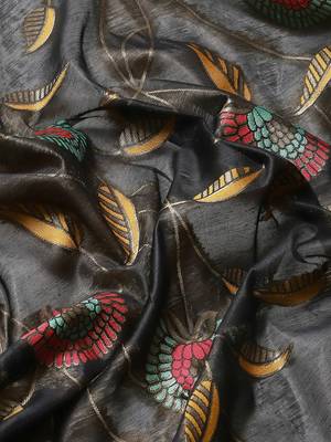 Silk Land  Black  Embroidered Cotton Blend Saree  5