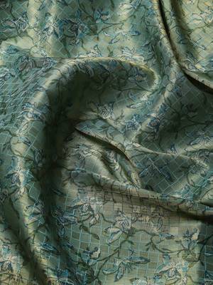 Silk Land  Teal  Printed Art Silk Saree  5