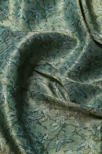 Silk Land  Teal  Printed Art Silk Saree 