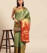 Silk Land  Green  Woven Design Brocade Saree 