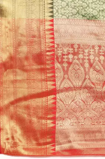 Silk Land  Green  Woven Design Brocade Saree 