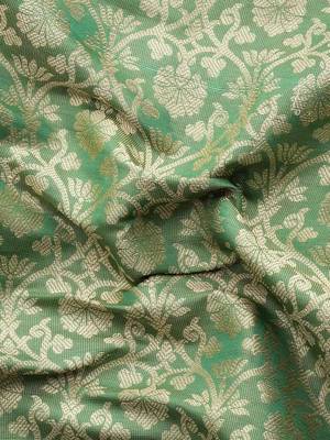 Silk Land  Green  Woven Design Brocade Saree  5