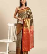 Silk Land  Black  Woven Design Brocade Saree 