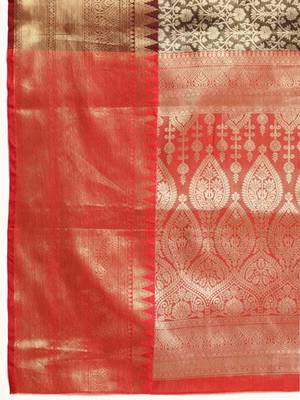 Silk Land  Black  Woven Design Brocade Saree  4