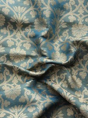 Silk Land  Teal  Woven Design Brocade Saree  3