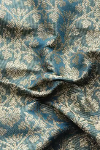 Silk Land  Teal  Woven Design Brocade Saree 