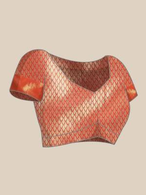 Silk Land  Teal  Woven Design Brocade Saree  4