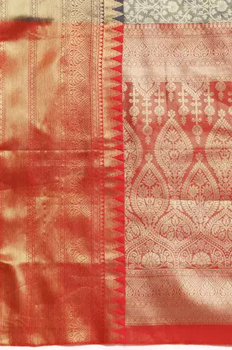 Silk Land  Teal  Woven Design Brocade Saree 