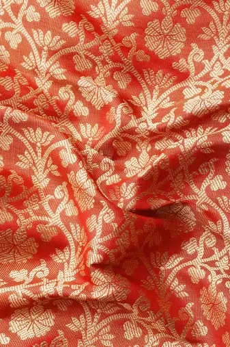 Silk Land  Red  Woven Design Brocade Saree 
