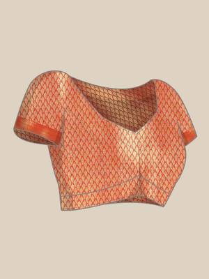 Silk Land  Red  Woven Design Brocade Saree  4