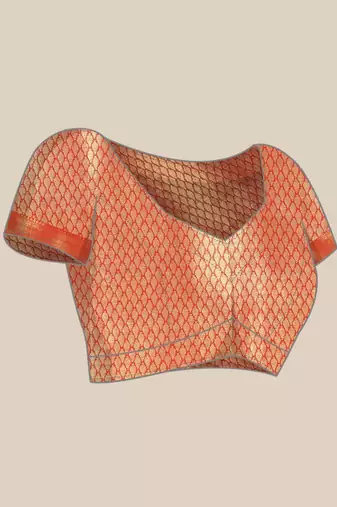 Silk Land  Red  Woven Design Brocade Saree 