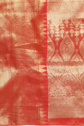 Silk Land  Red  Woven Design Brocade Saree 