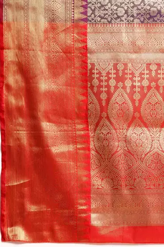 Silk Land  Purple  Woven Design Brocade Saree 