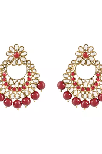 traditional kundan pearl drop bridal choker necklace with earrings & maang tikka jewellery set