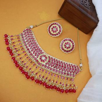 traditional kundan & pearl choker necklace set 1