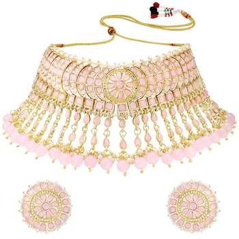 traditional kundan & pearl choker necklace set 2
