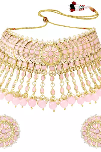 traditional kundan & pearl choker necklace set