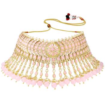 traditional kundan & pearl choker necklace set 4