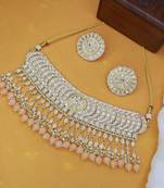traditional kundan & pearl choker necklace set for women/girls