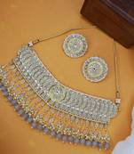 traditional kundan & pearl choker necklace set for women/girls 