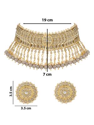 traditional kundan & pearl choker necklace set for women/girls  5