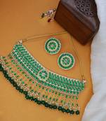 traditional kundan & pearl choker necklace set for women/girls 