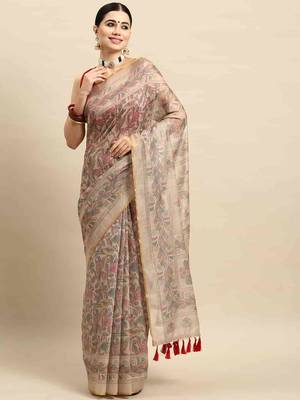 Silk Land  Multicolored  Printed Cotton Blend Saree  1