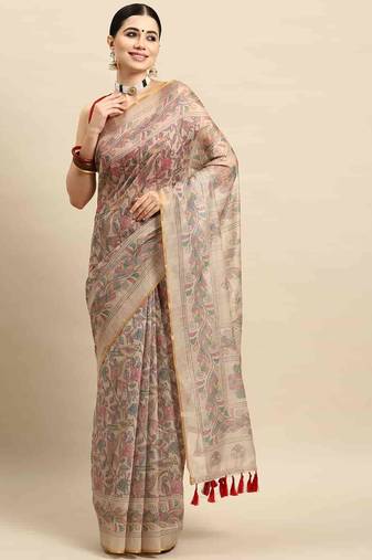 Silk Land  Multicolored  Printed Cotton Blend Saree 