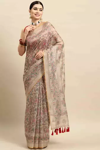 Silk Land  Multicolored  Printed Cotton Blend Saree 