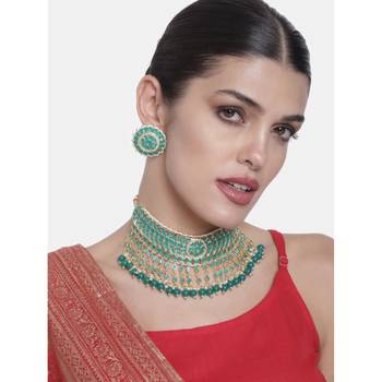 traditional kundan & pearl choker necklace set for women/girls  2