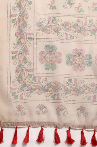 Silk Land  Multicolored  Printed Cotton Blend Saree 